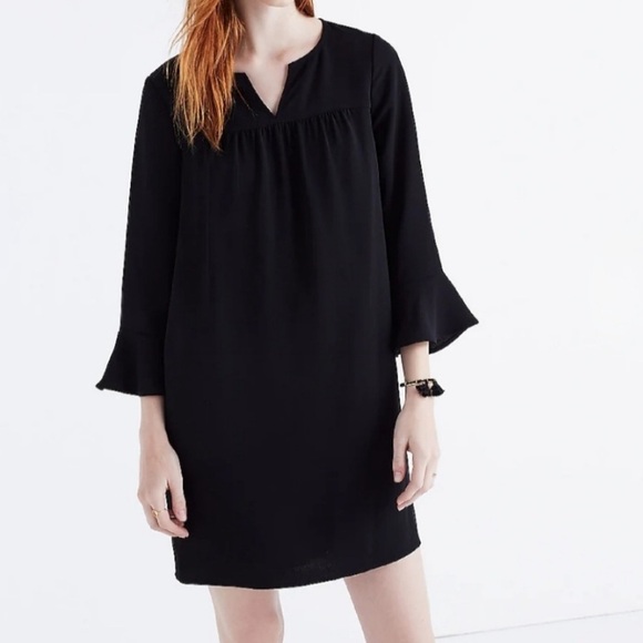 NWT MADEWELL Starland Notch Neckline Flutter Bell Sleeve Dress Size Small - Picture 1 of 4